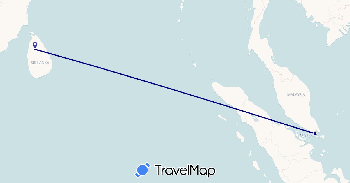 TravelMap itinerary: driving in Sri Lanka, Singapore (Asia)